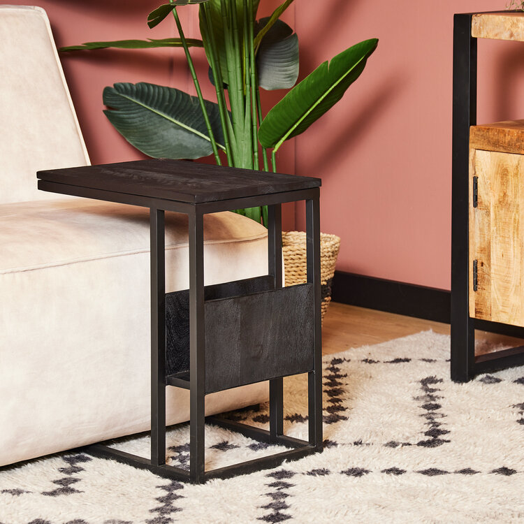 Starfurn Slider & laptoptafel mangohout | Zwart met postvak