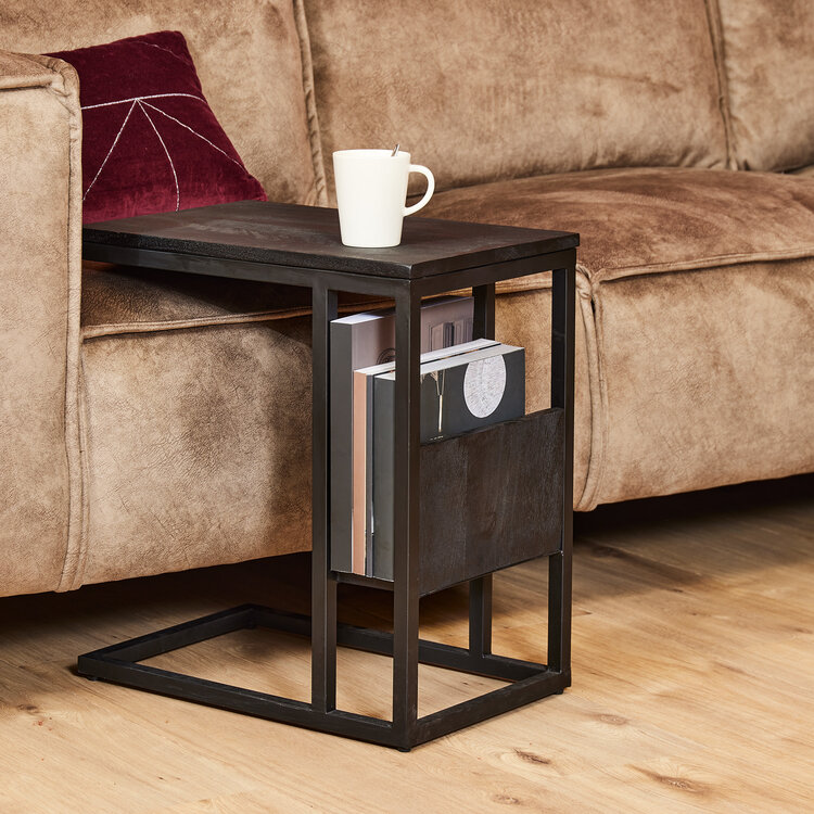 Starfurn Slider & laptoptafel mangohout | Zwart met postvak