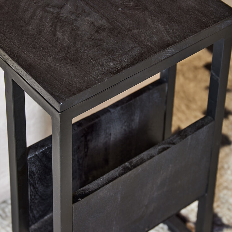 Starfurn Slider & laptoptafel mangohout | Zwart met postvak