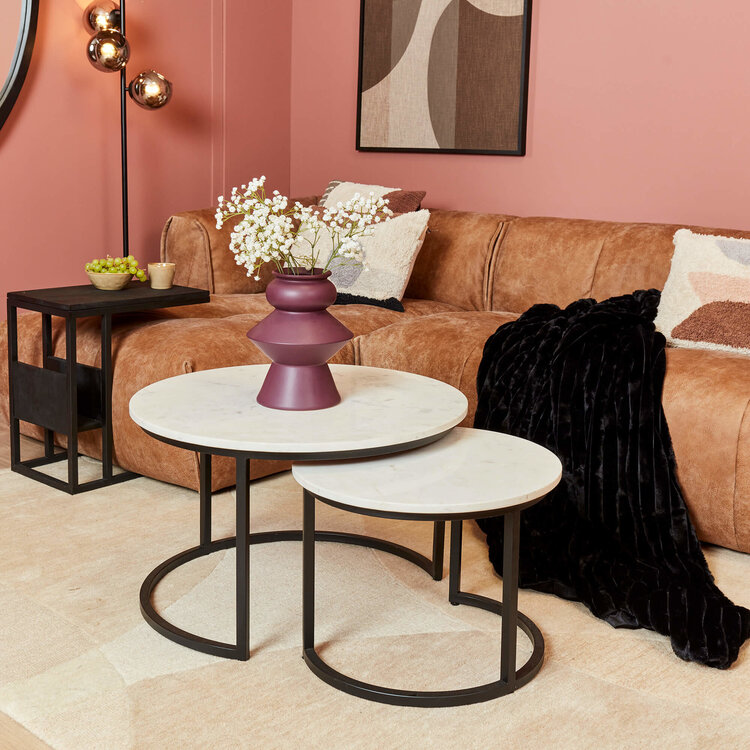 Starfurn Wit marmeren salontafel set Nova | Set van twee