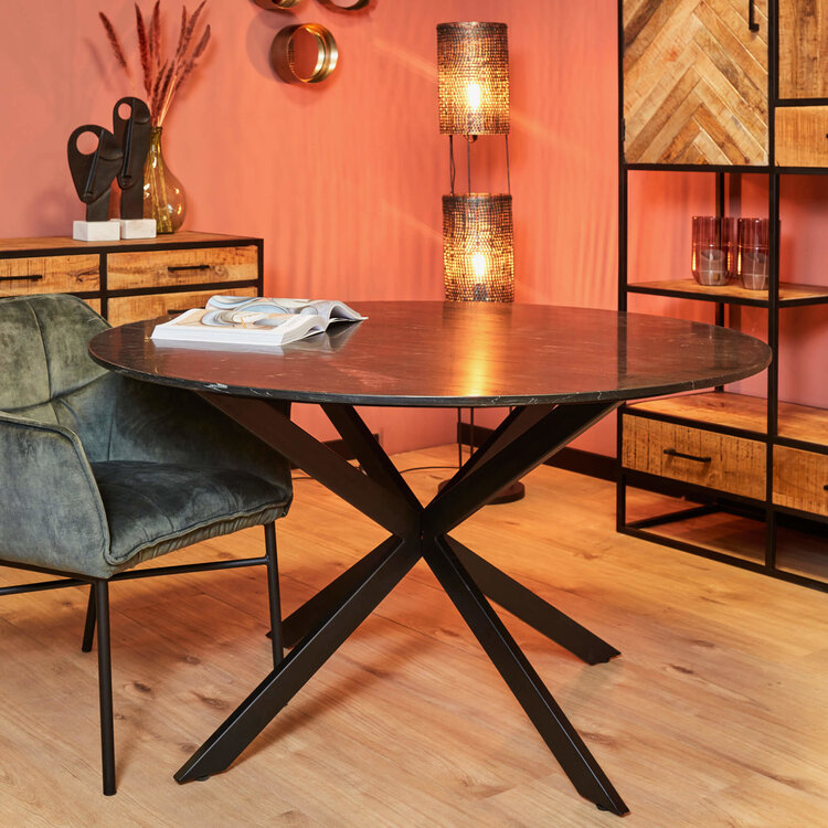 Starfurn Zwart marmeren eettafel Lynn | Rond 130