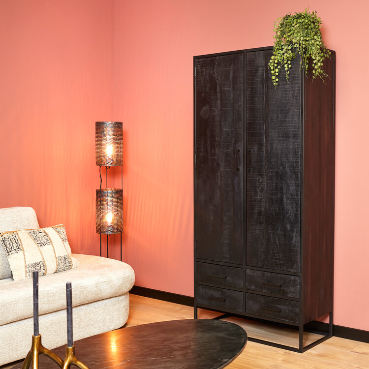 Starfurn Kabinet Denver Black | Mangohout en staal | 90 cm