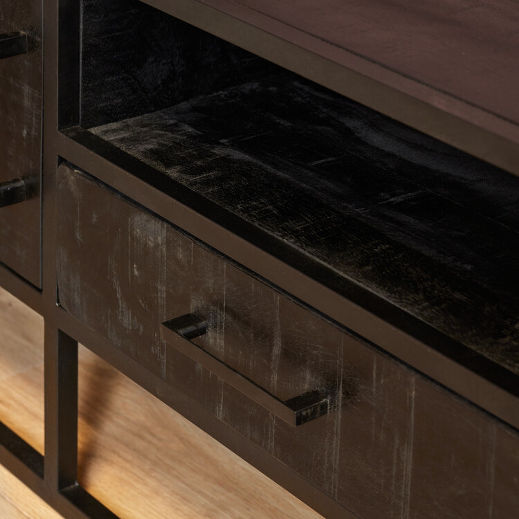 Starfurn Tv meubel Denver Black 145 cm | Mangohout en metaal
