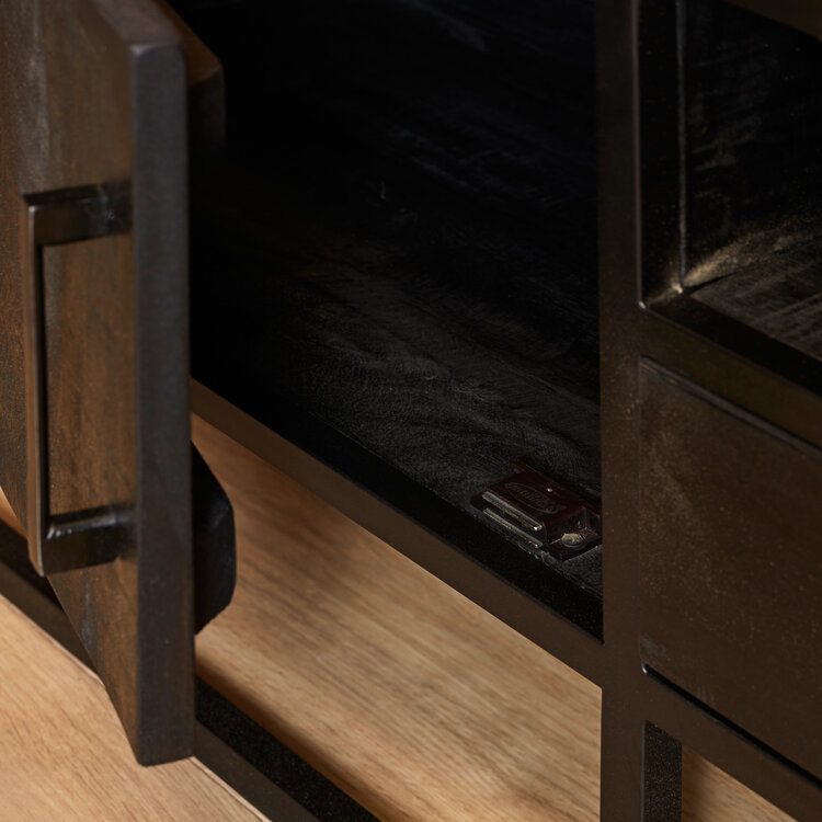 Starfurn Tv meubel Denver Black 180 cm | Mangohout en metaal