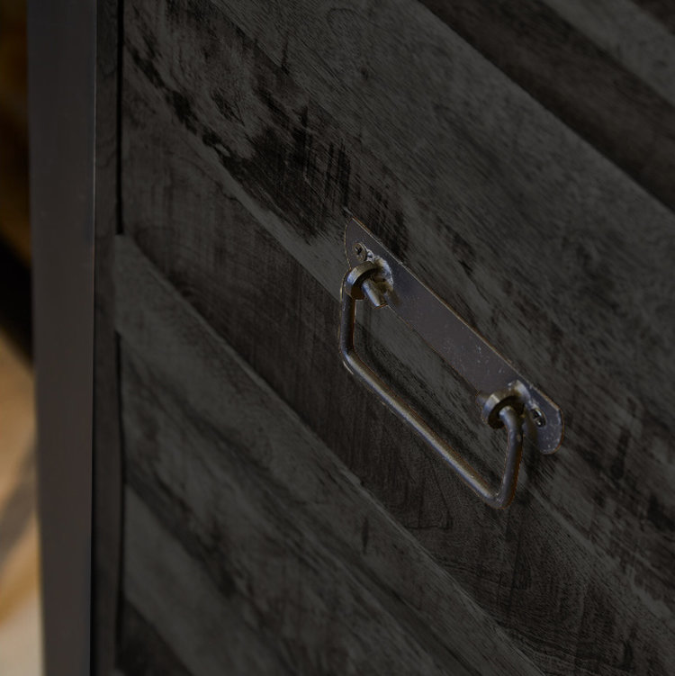 Starfurn Zwarte boekenkast Boaz Black met 3 lades | 200 x 55 cm