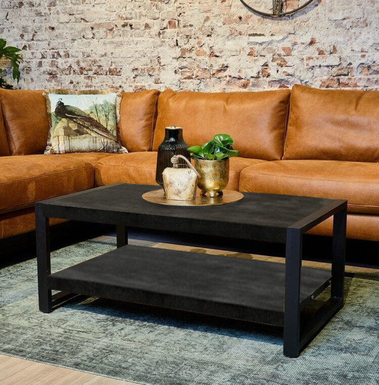 Starfurn Zwarte salontafel Boaz Black met onderblad | 110