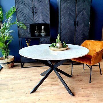 Starfurn Wit marmeren eettafel Lynn | Rond 150