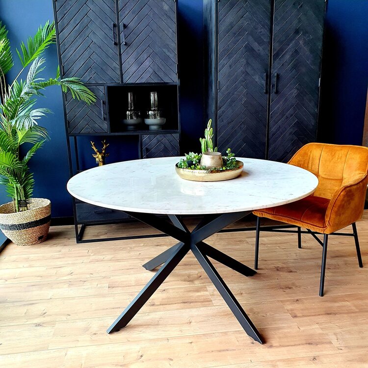 Starfurn Wit marmeren eettafel Lynn | Rond 150