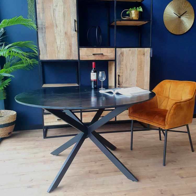 Starfurn Zwart marmeren eettafel Lynn | Rond 150