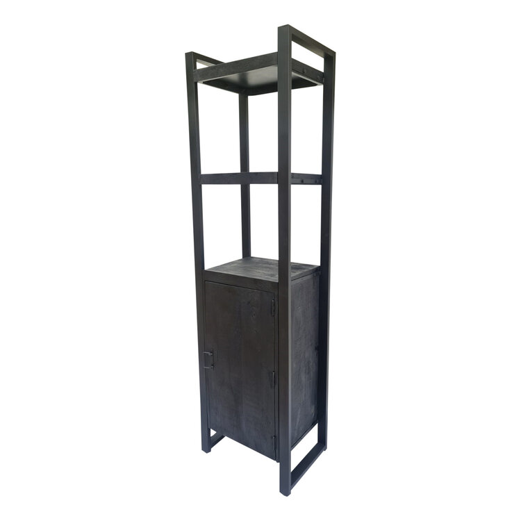 Starfurn Zwarte boekenkast Boaz black met deur | 200 x 55 cm