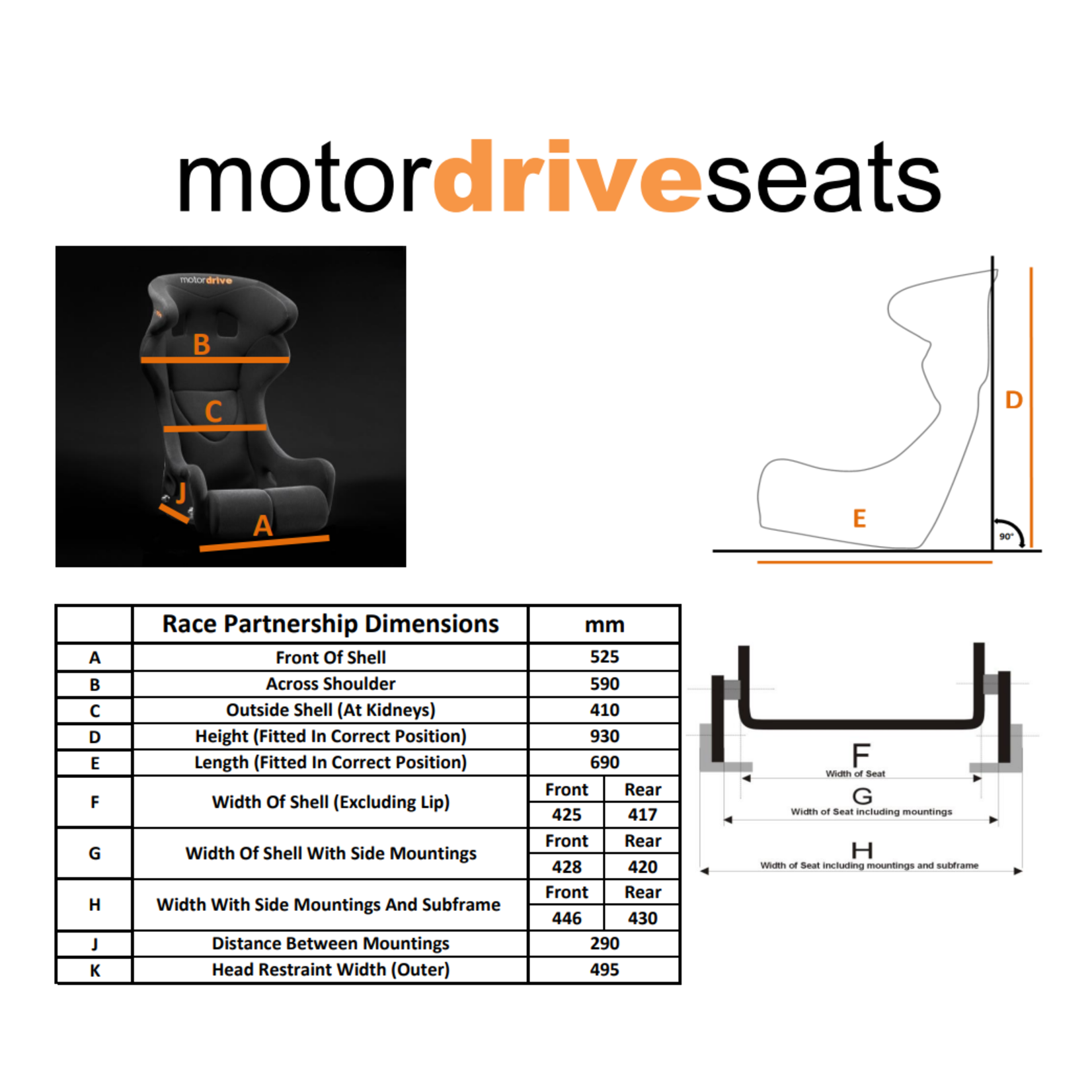 Motordrive Partnership Series Race Seat