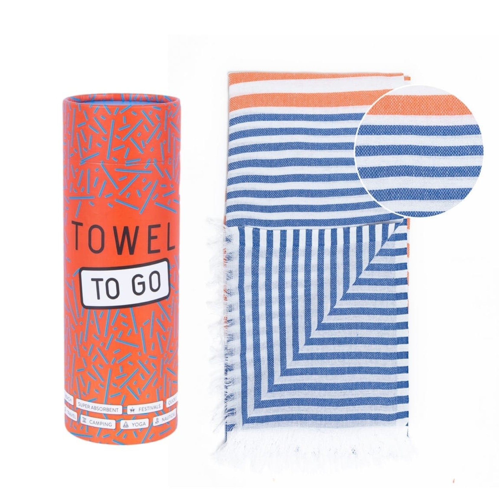 Towel to Go Bali Hamamtuch in Blau/Orange 100% Baumwolle