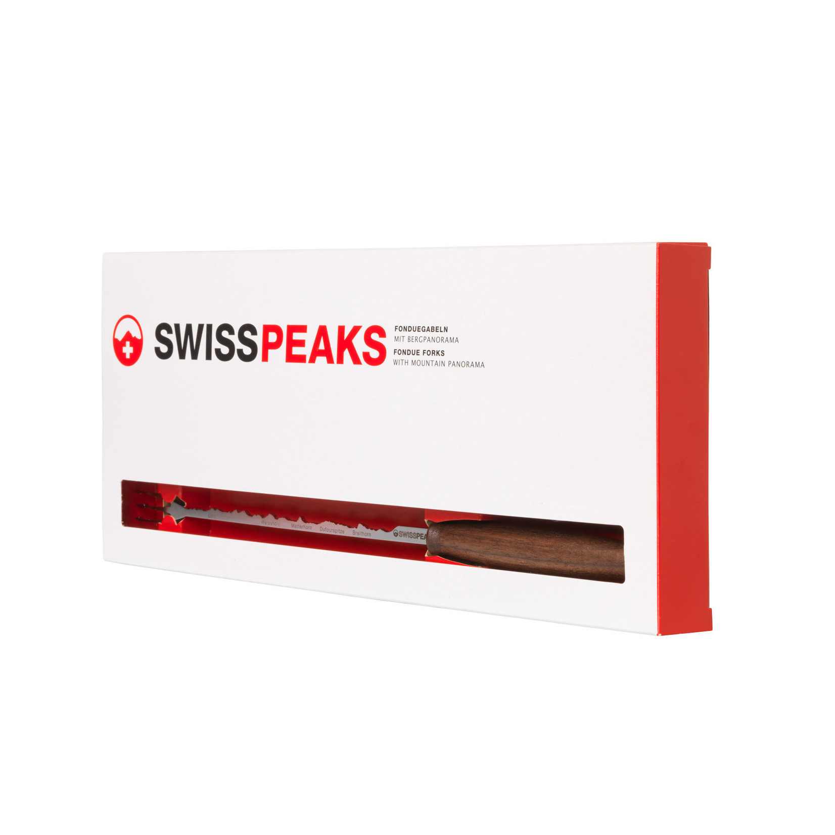 SWISSPEAKS Fonduegabeln 4er Set Walliser Alps Nussbaumgriff