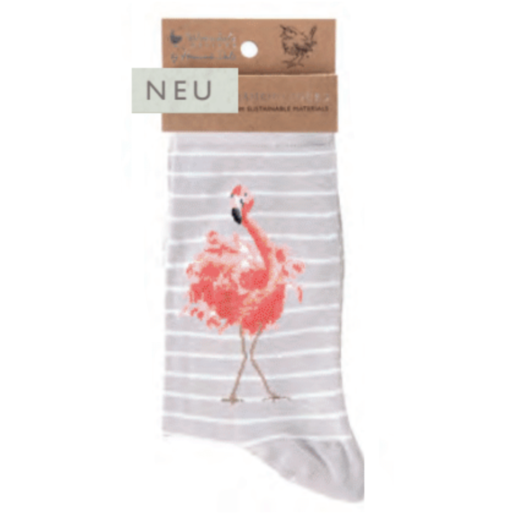 Wrendale Design Flamingo Sock Grey 100% Ökotex Bambus