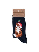 Wrendale Design Socken Fox Christmas - Festive Fox - navy - Fuchs