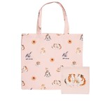 Wrendale Design Shopper 'Piggy in the Middle' Rabbit & Guinea Pig Foldable