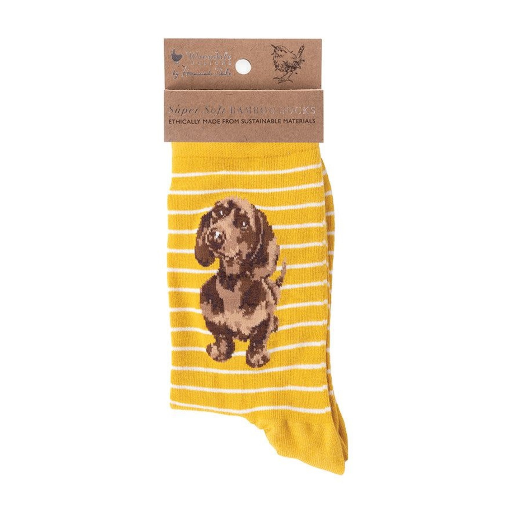 Wrendale Design Dog Sock Mustard 100% Ökotex Bambus