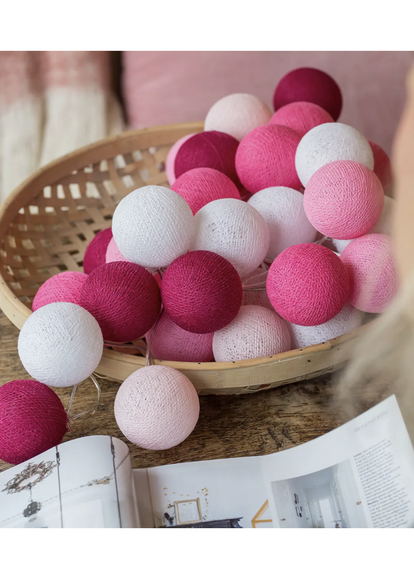 Cotton Balls Lights Lichterkette - Pink - 20 Kugeln