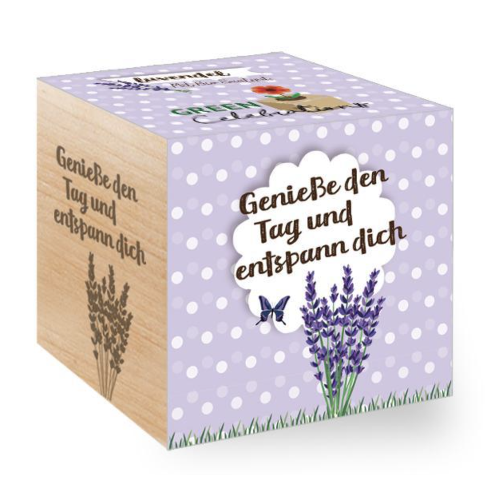 FEEL GREEN Ecocube Green Celebrations - Lavendel handgefertigten Glückwunschwürfel