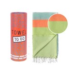 TOWEL TO GO Hamamtuch-Neon, recycelte Baumwolle, Grün/Blau