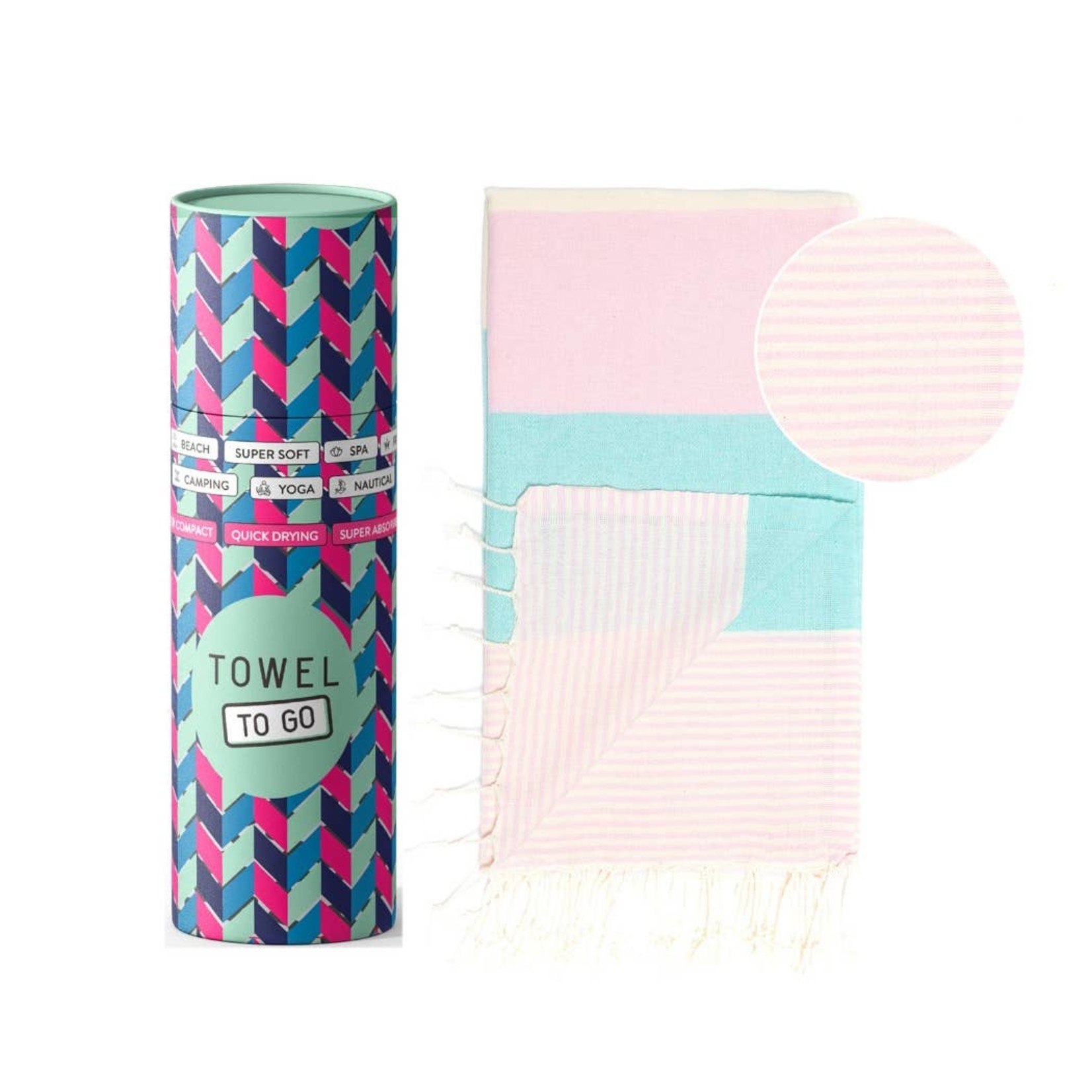 TOWEL TO GO Hamamtuch Palermo türkis - rosa
