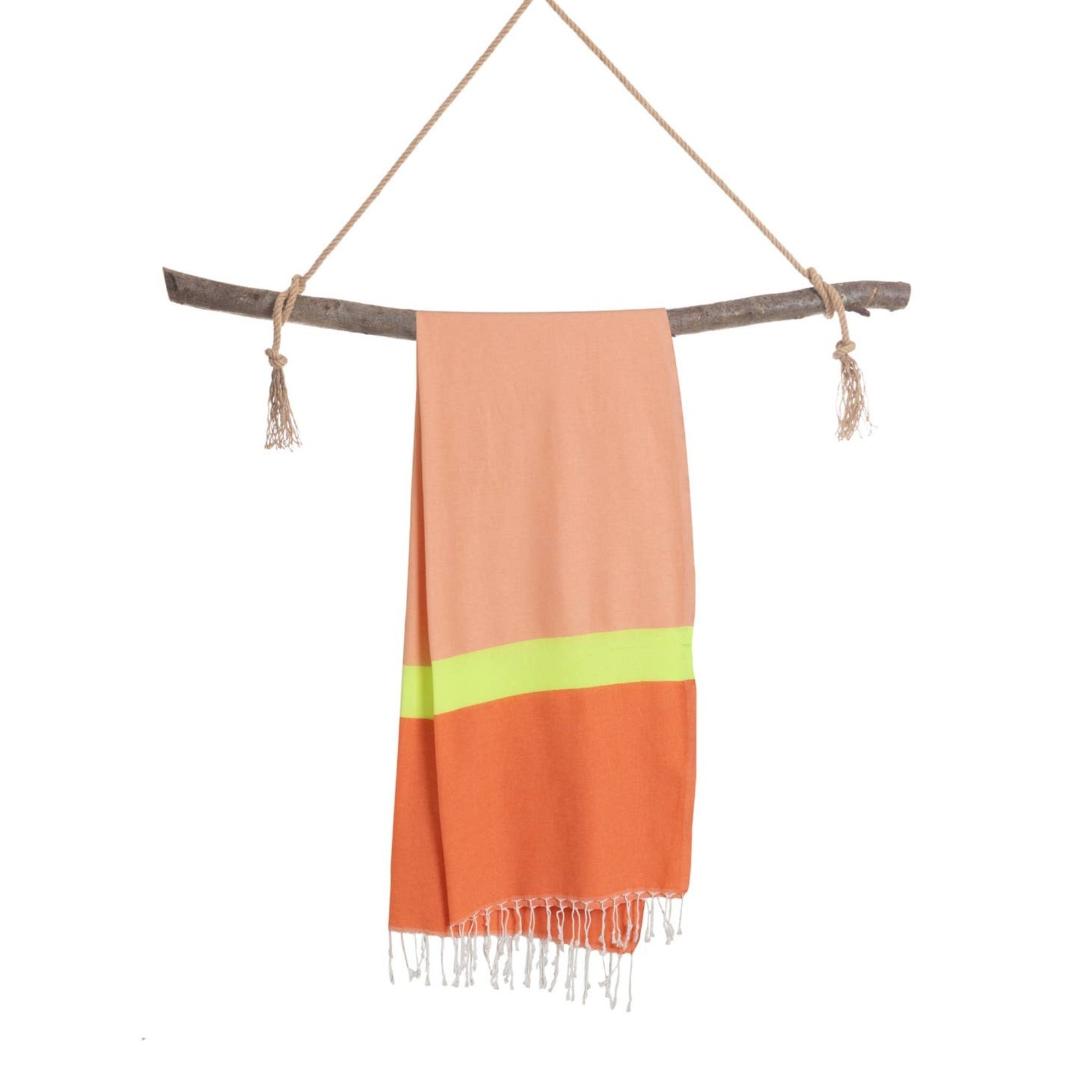 TOWEL TO GO Neon-Hamamtuch, recycelte Baumwolle, Rot/Rosa