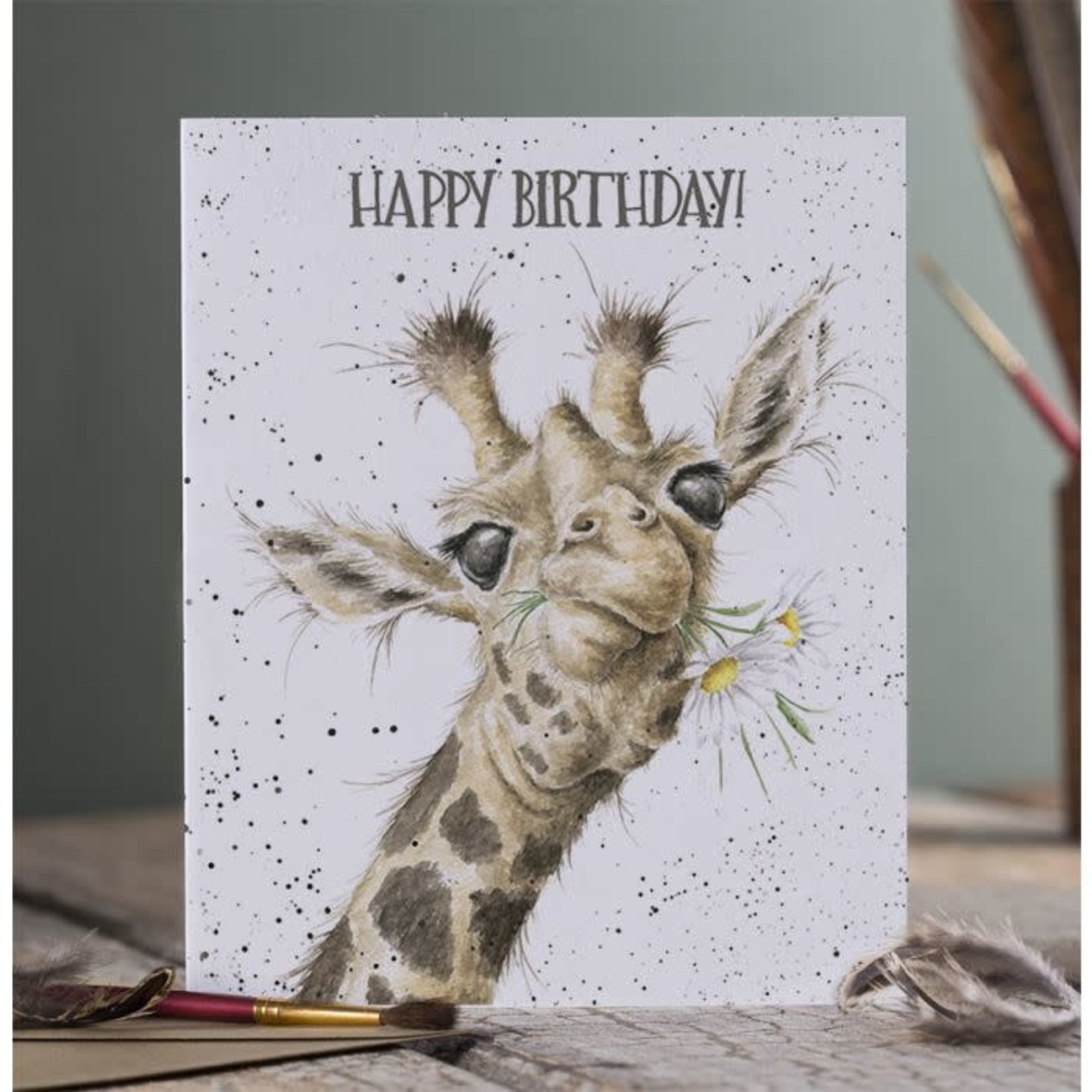 Wrendale Design Karte 'Birthday Flowers' giraffe