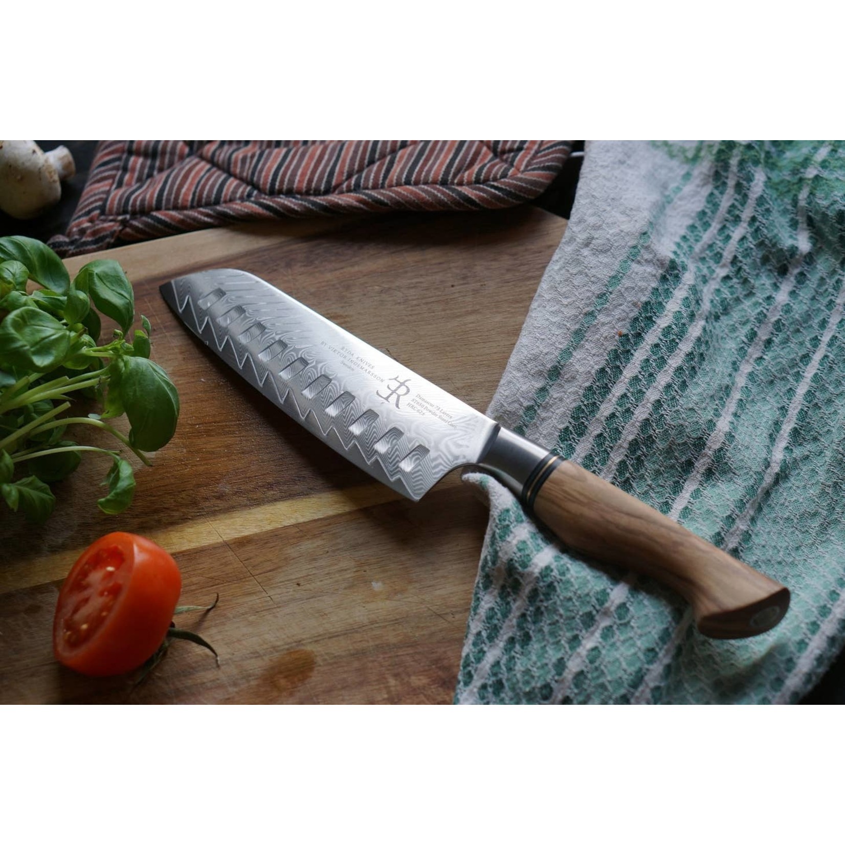 Ryda Knives Santoku-Messer - ST650 Damast 20 cm