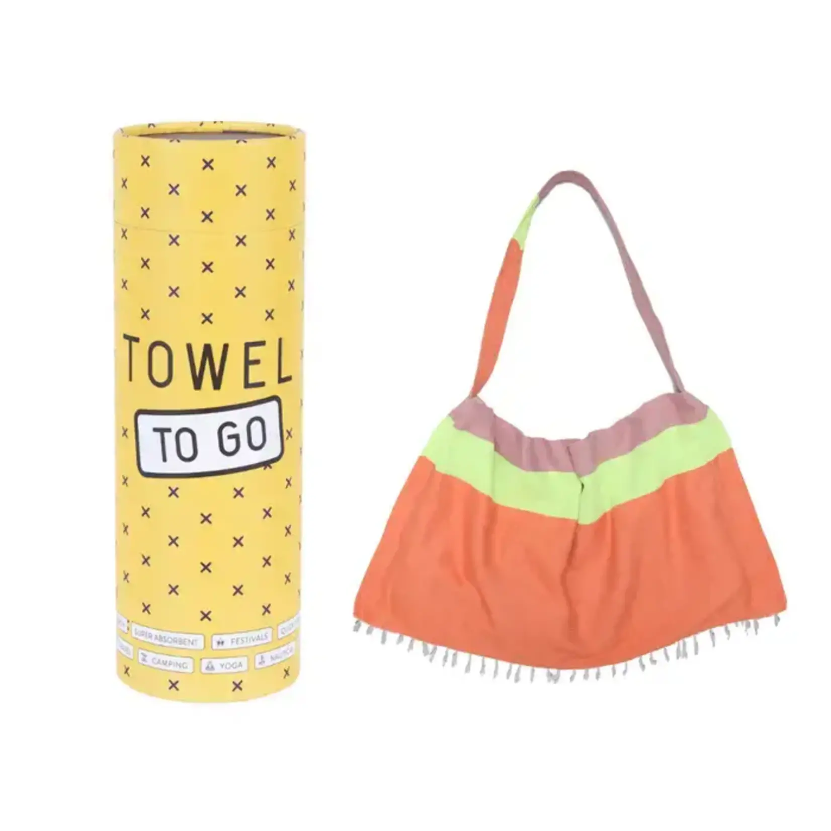 TOWEL TO GO Hamamtuch und Tasche „Two-in-One“ Rot/Rosa