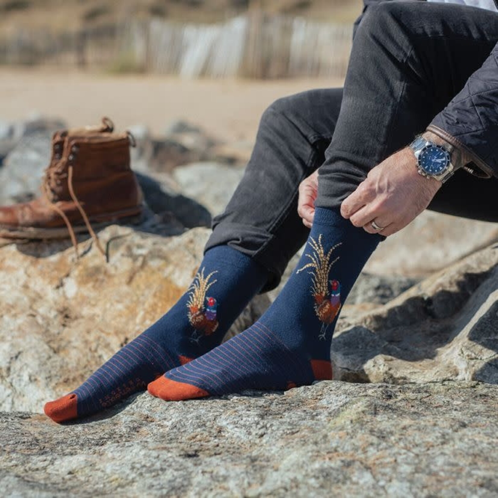 Wrendale Design Socken für den Mann - Pheasant Men's Sock - Ready For My Close Up