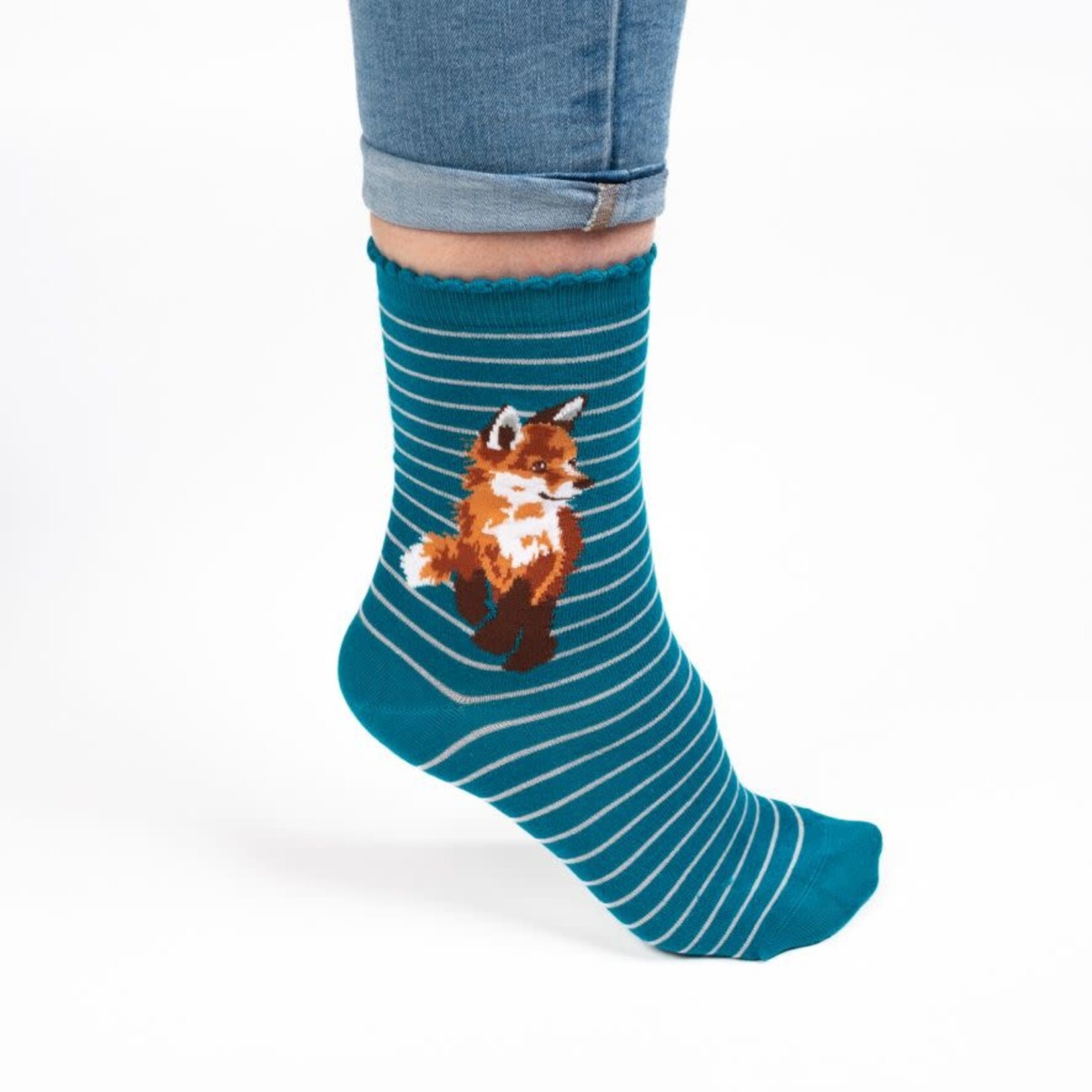 Wrendale Design Socken Fox Sock teal - Fuchs