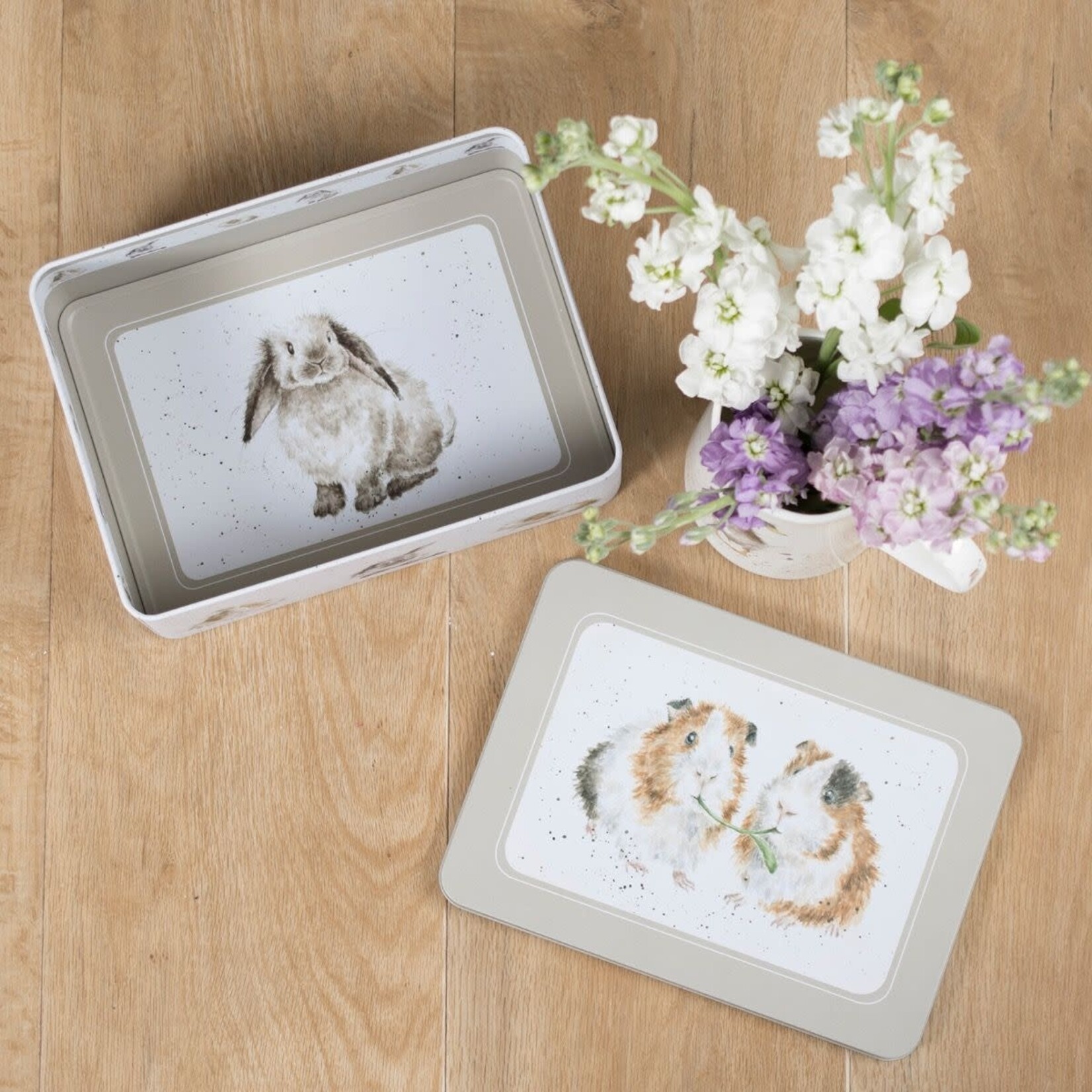 Wrendale Design TIN Guinea Pig & rabbit Rectangular