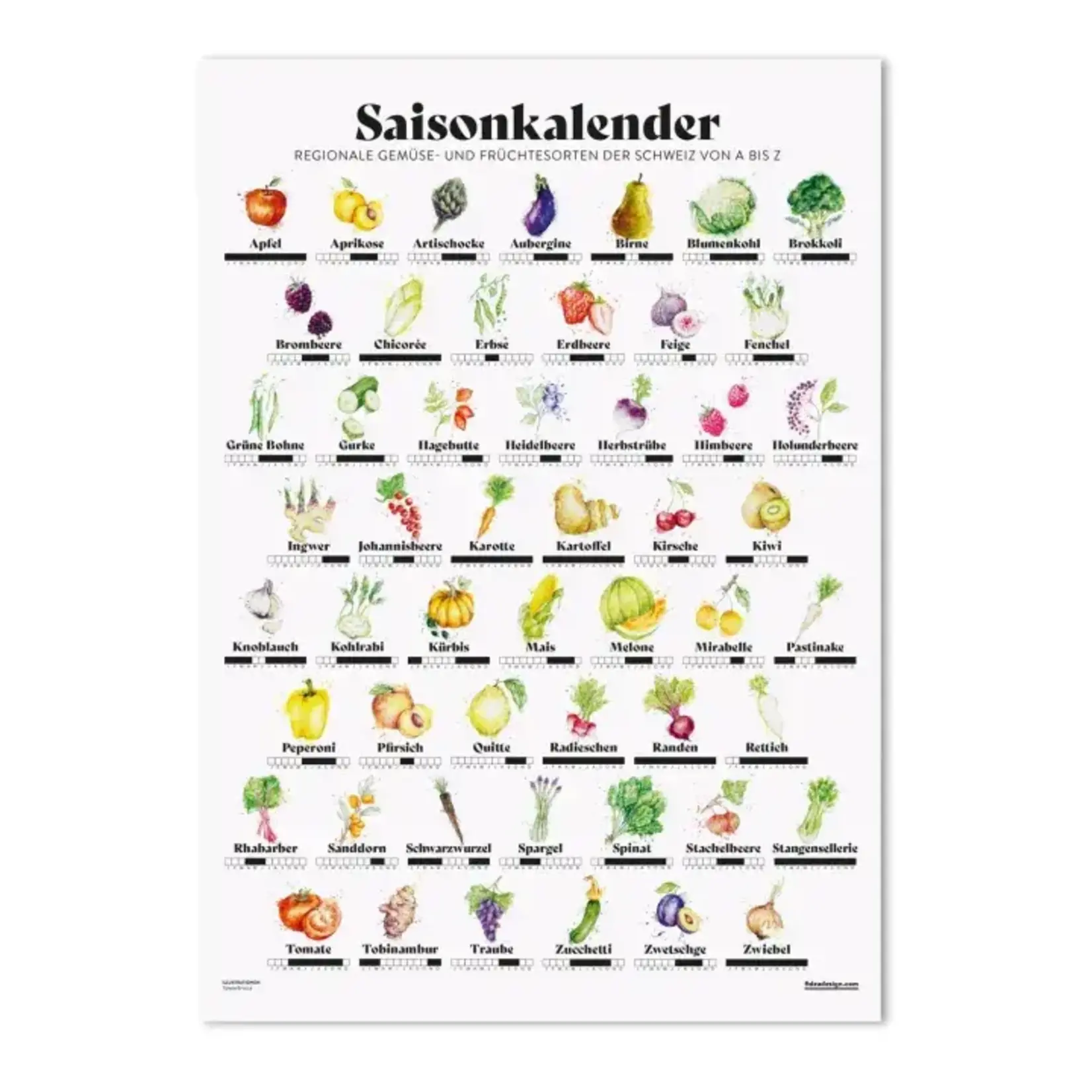 Fidea Design Saisonkalender Poster A3