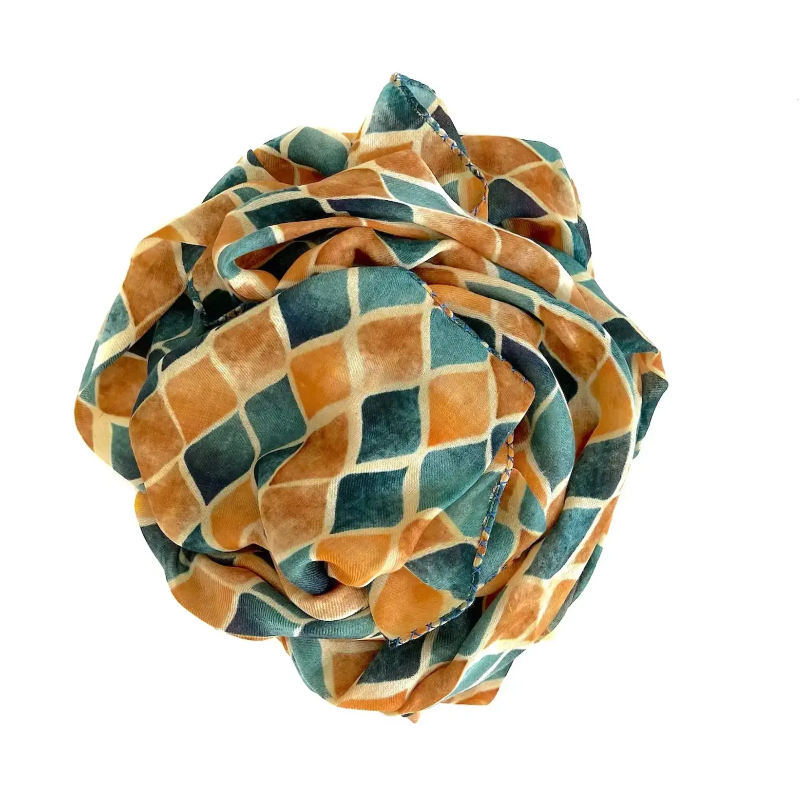 Marigold Row Wolle Seiden-Schal blaue/grün/goldene