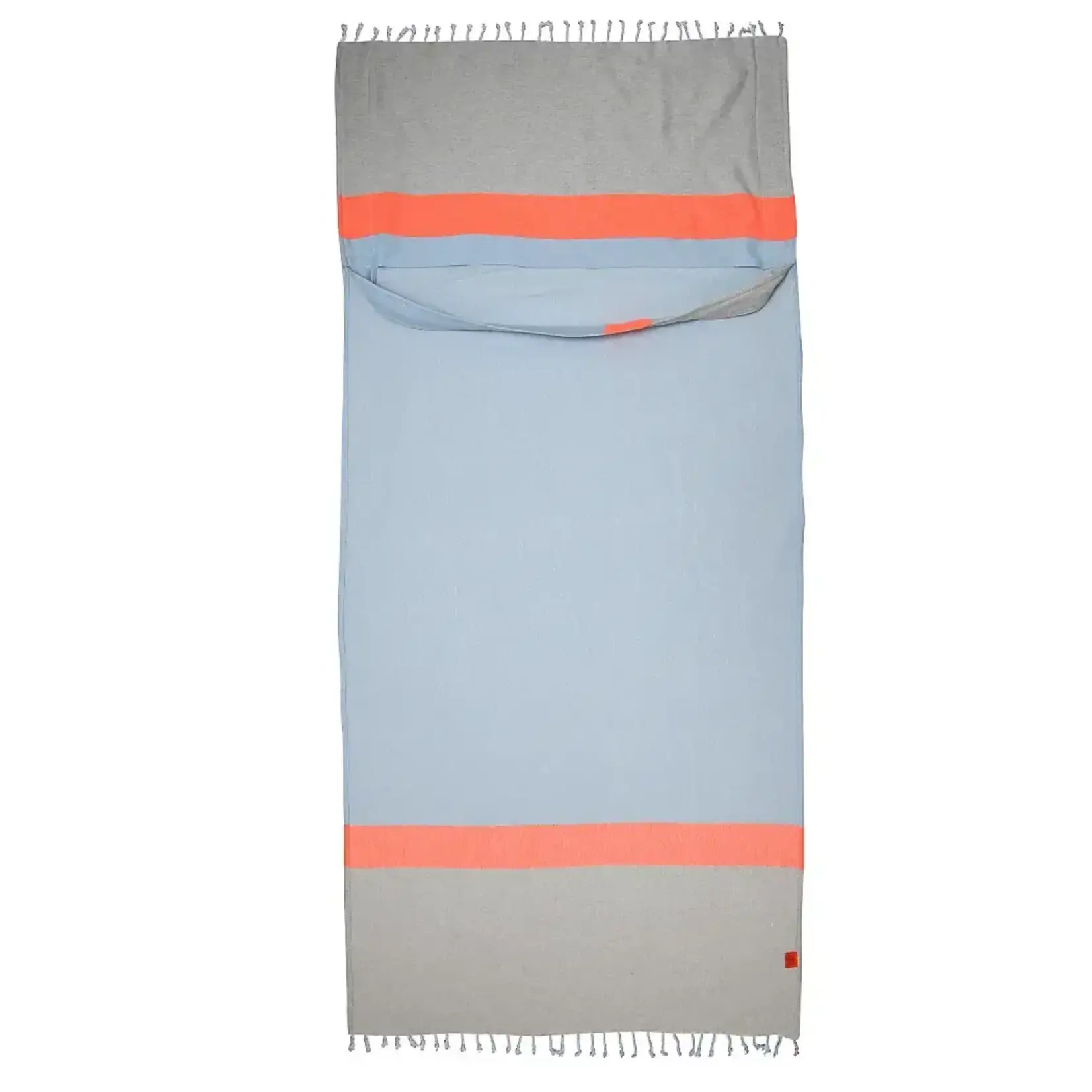 TOWEL TO GO Hamamtuch  „Two-in-One“  blau grau