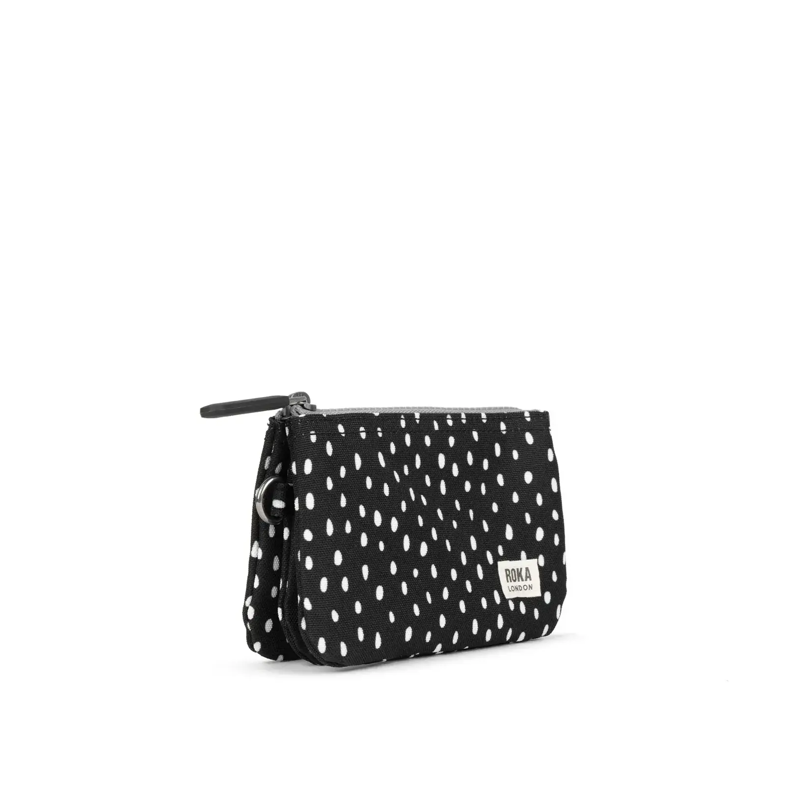 ROKA London Carnaby Drizzle Ash Black Zip Pull Small Recycled Canvas