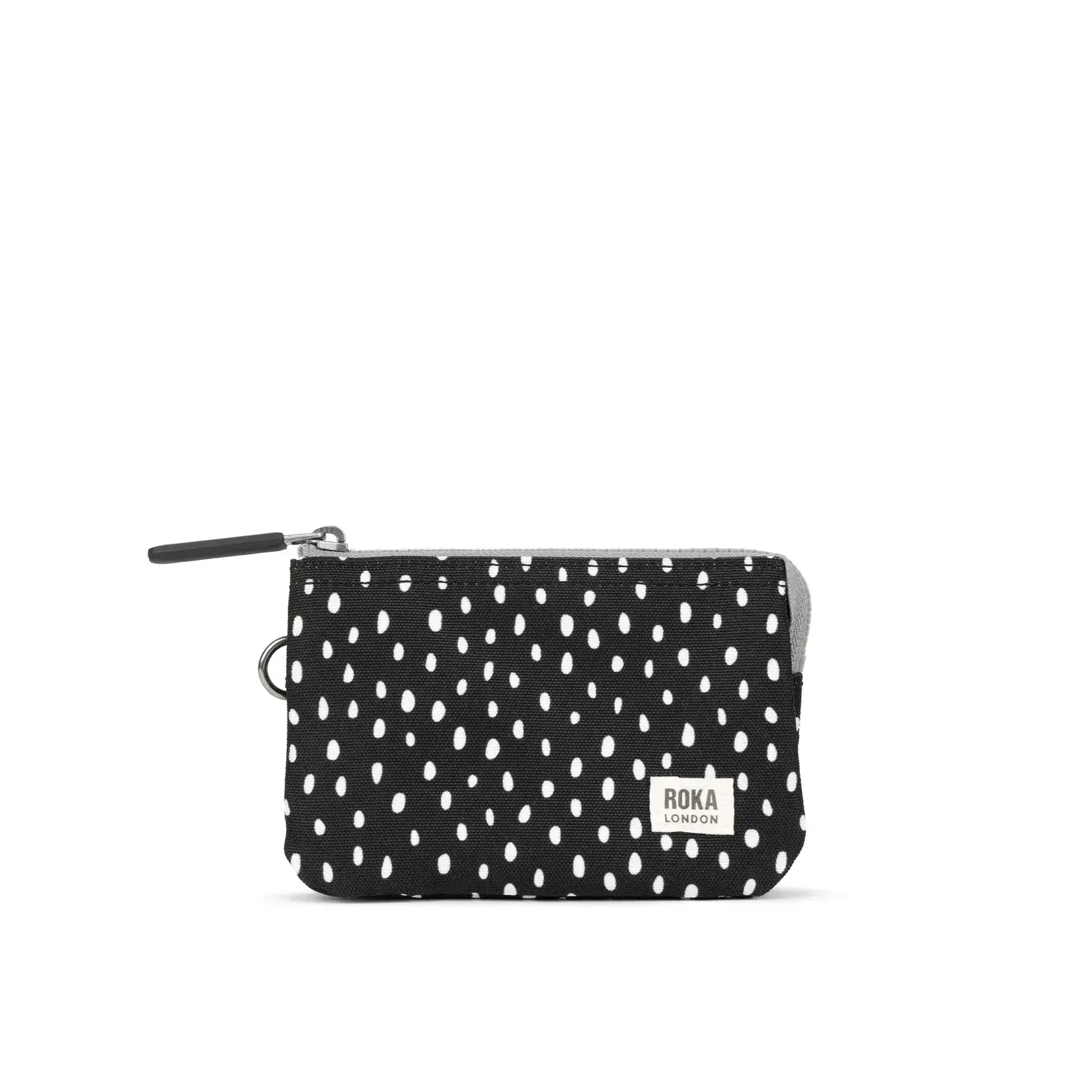 ROKA London Carnaby Drizzle Ash Black Zip Pull Small Recycled Canvas