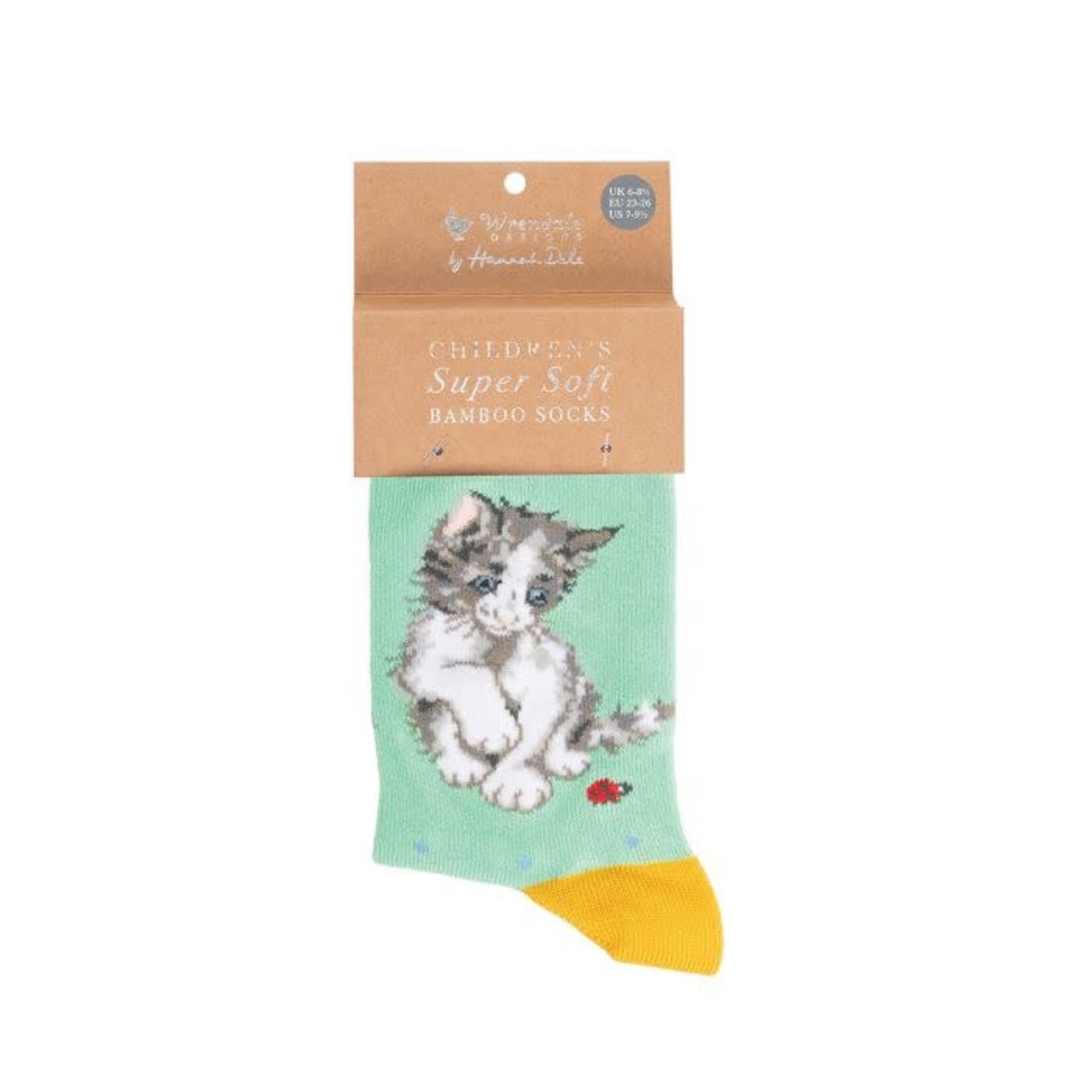 Wrendale Design Kindersocken „Marienkäfer“ mit Katze Grösse 27-31