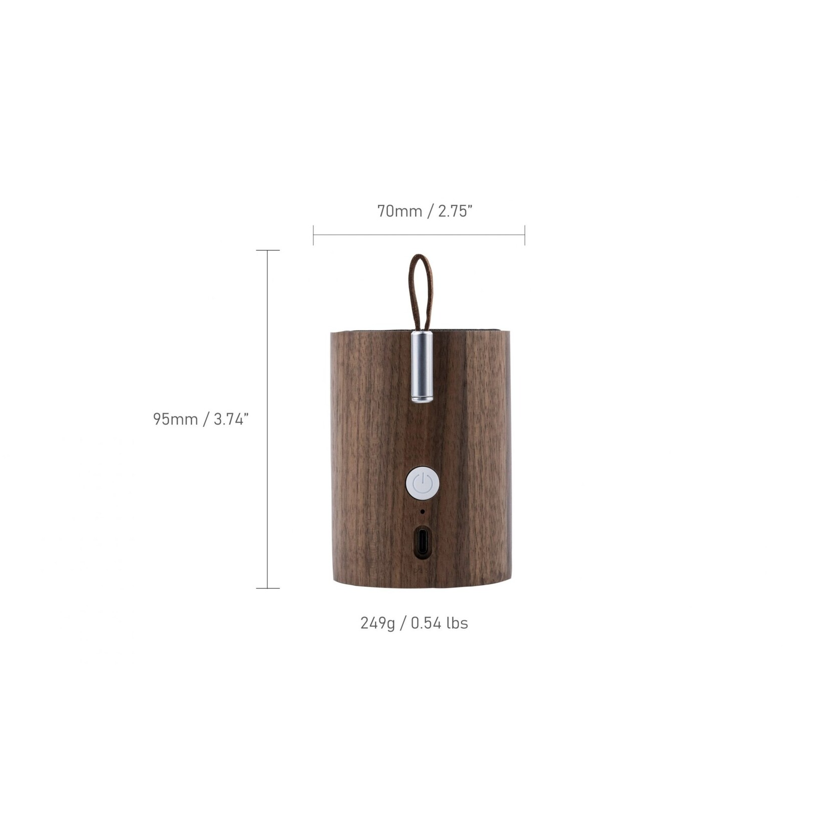 Gingko Design Drum Light Bluetooth Speaker - Walnut Wood