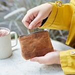 Paper High Geldbörse aus Büffelleder braun mit Reissverschluss und Schlüsselring — handgefertigt