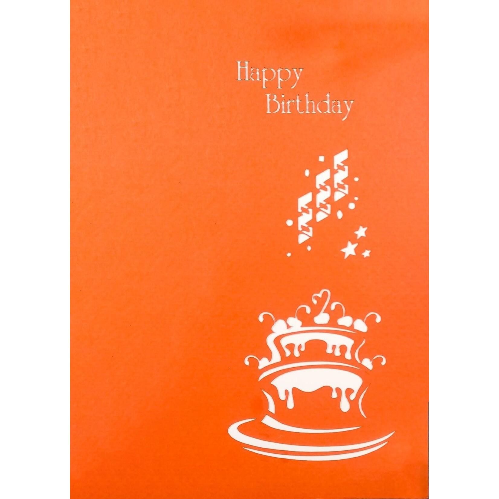 3D Pop-up-Karte Geburtstagstorte 2 orange Happy Birthday