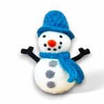 sense&purpose Filz Schneemann mit Strickmütze blau