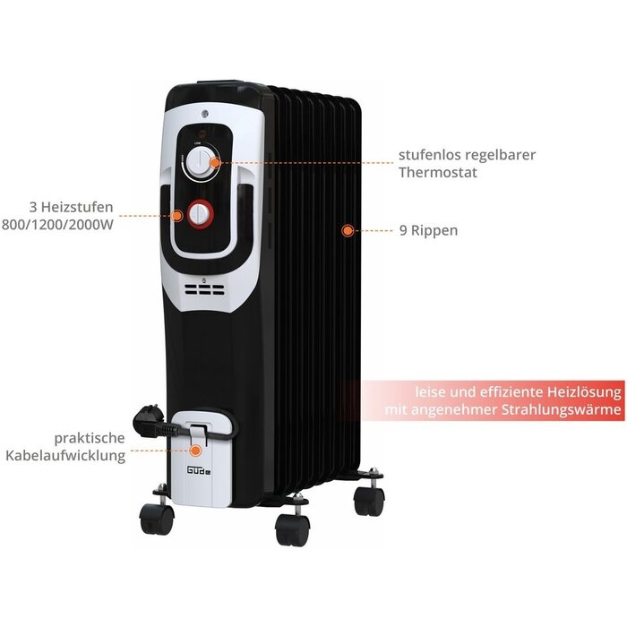 G√ºde G√ºde  Elektrische Olieradiator OR 2000-9 (2000W)