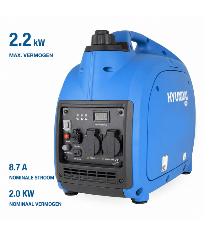 Hyundai Inverter Generator 2000W – 2200W Piekvermogen - HY-IG2000