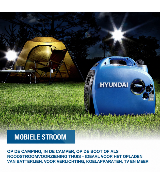 Hyundai Inverter Generator 2000W – 2200W Piekvermogen - HY-IG2000