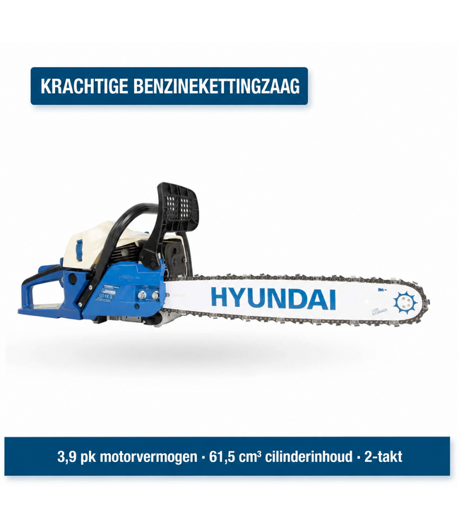 Hyundai 61,5 cc Benzine Kettingzaag – 20 inch Zwaard, 3,9 pk en Kettingrem | CS6220G
