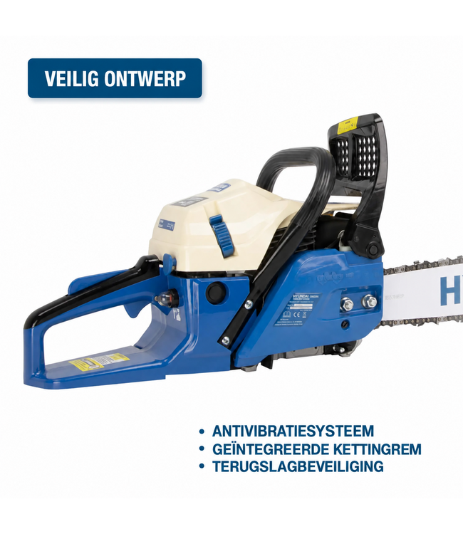 Hyundai 61,5 cc Benzine Kettingzaag – 20 inch Zwaard, 3,9 pk en Kettingrem | CS6220G