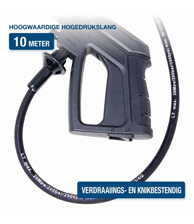 Hyundai 2400 Watt Elektrische Hogedrukreiniger – 195 Bar, Remote Control en Slanghaspel | HPW2400CRE