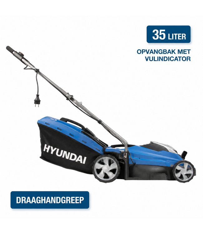 Hyundai 1300 Watt Elektrische Grasmaaier – 33 cm, 35 L Opvangbak en Mulchfunctie | LM3301E