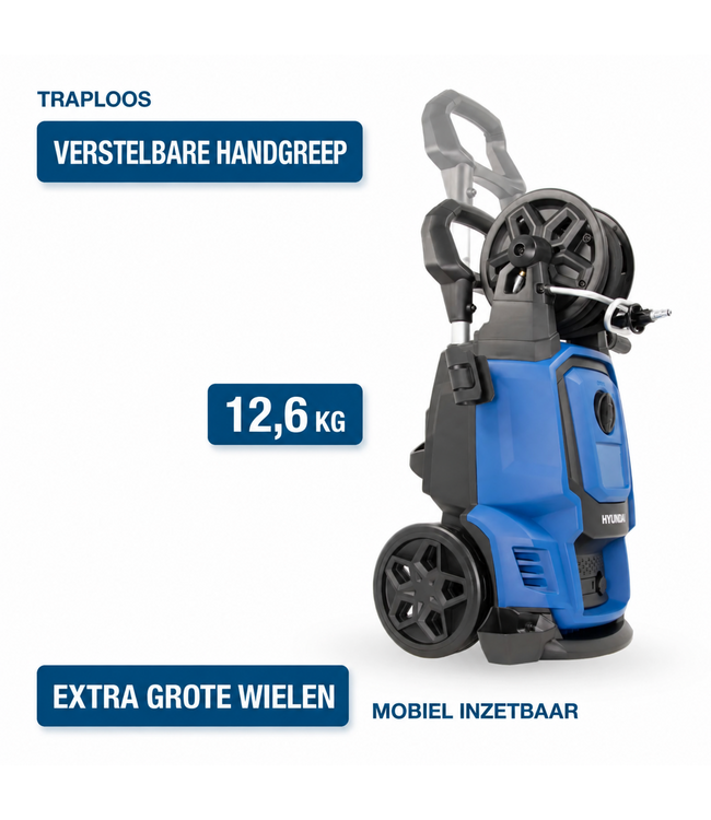 Hyundai 2000 Watt Elektrische Hogedrukreiniger – 160 Bar, 10 m Slang en Slanghaspel | HPW2000CE